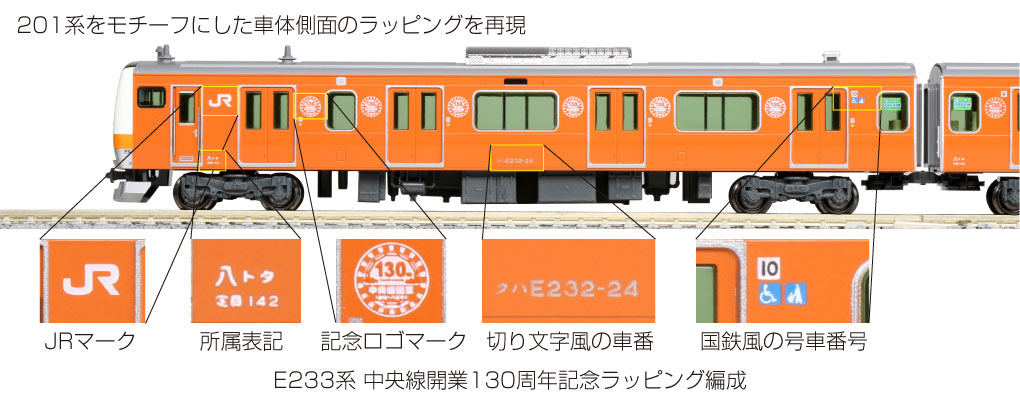 【・色差しあり】KATO E233系 中央線開業130周年記念ラッピング編成
